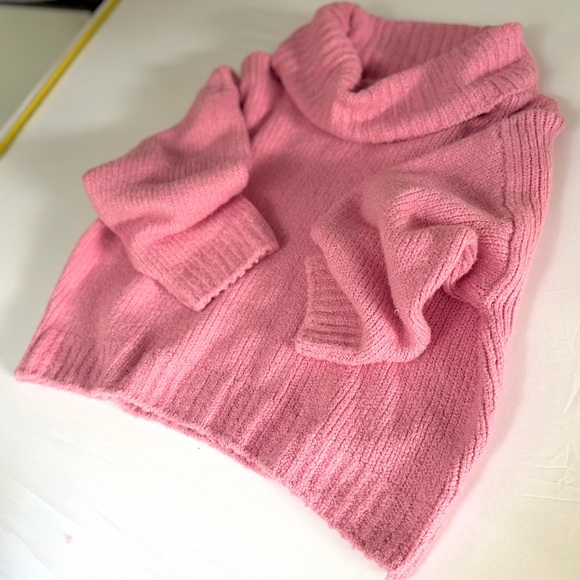 Pilcro for Anthropologie Bubble Gum Knit Cowl Neck Oversized Sweater Large - Picture 3 of 14